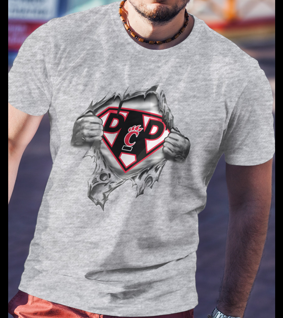 Cincinnati Bearcats Super Dad Logo Design With Bearcat Paw And Shield T-Shirt