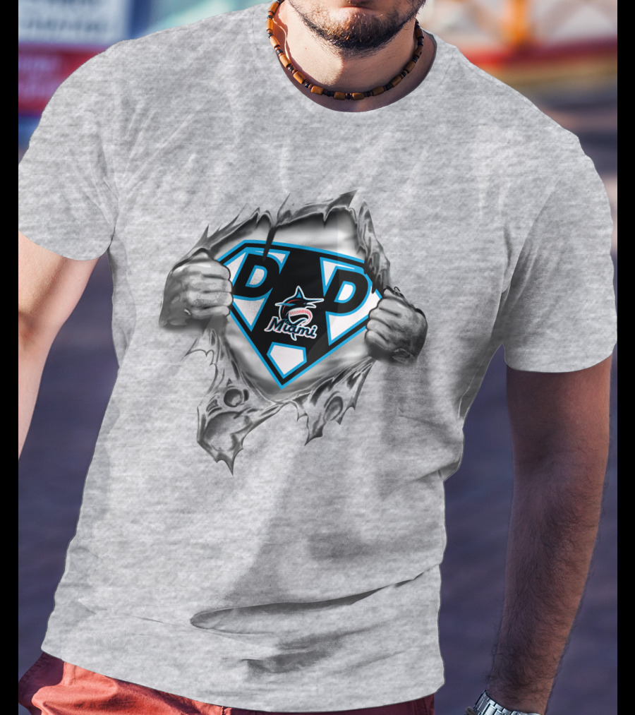 Super Dad Miami Marlins 344 Superman T-Shirt