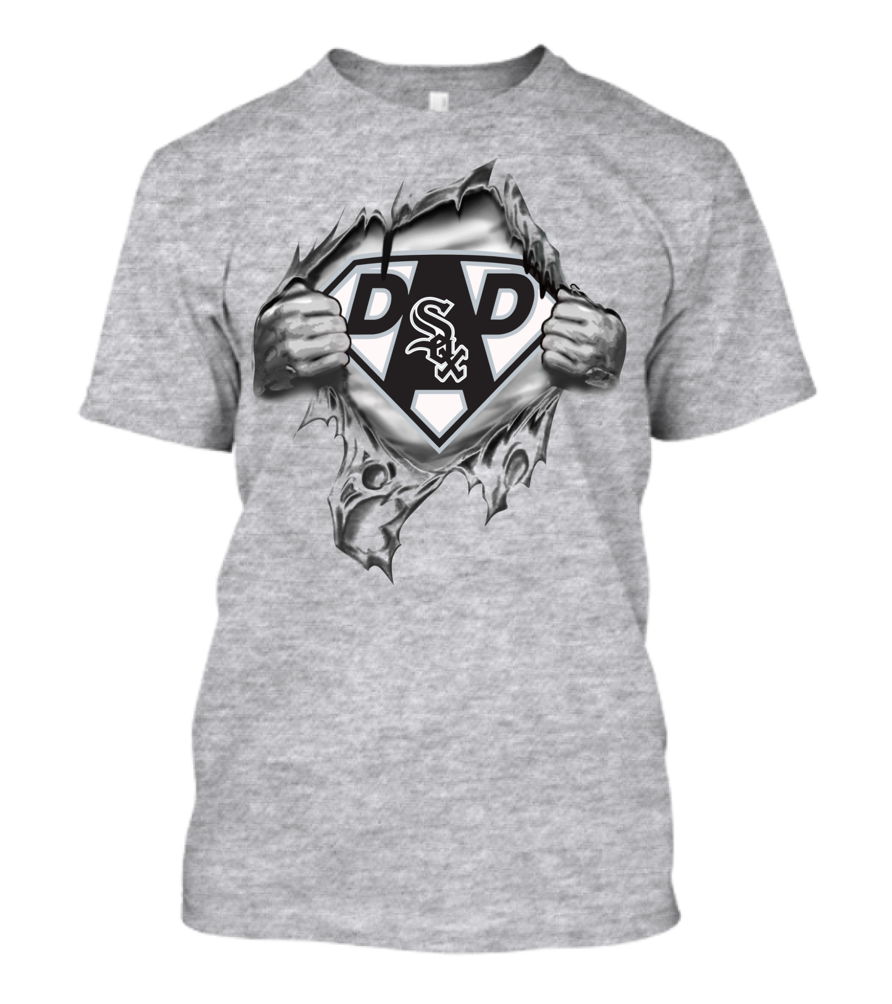 Super Dad Chicago White Sox Logo In Ripped T-Shirt