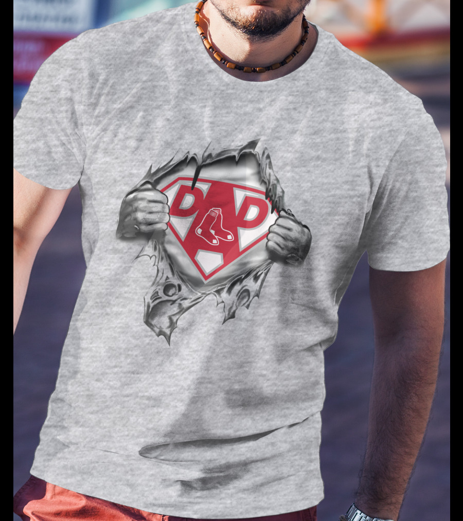 Boston Red Sox Dad Superhero Logo 363 T-Shirt