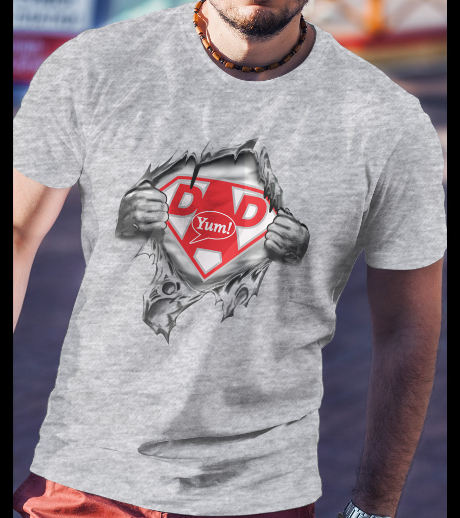 Super Dad Yum Emblem Ripped T-Shirt
