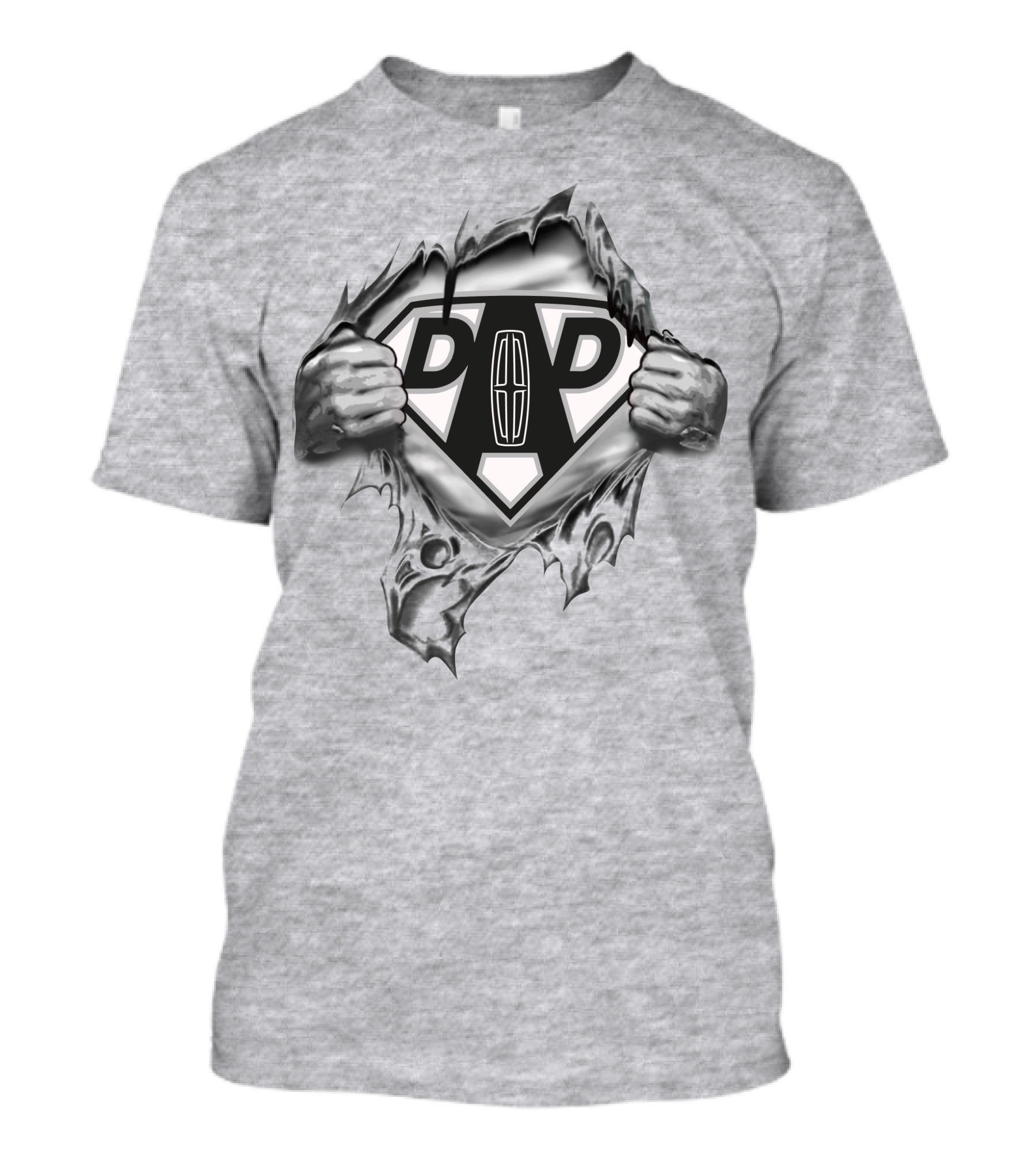 Lincoln Super Dad Shield With Hands Ripping Through Fabric T-Shirt