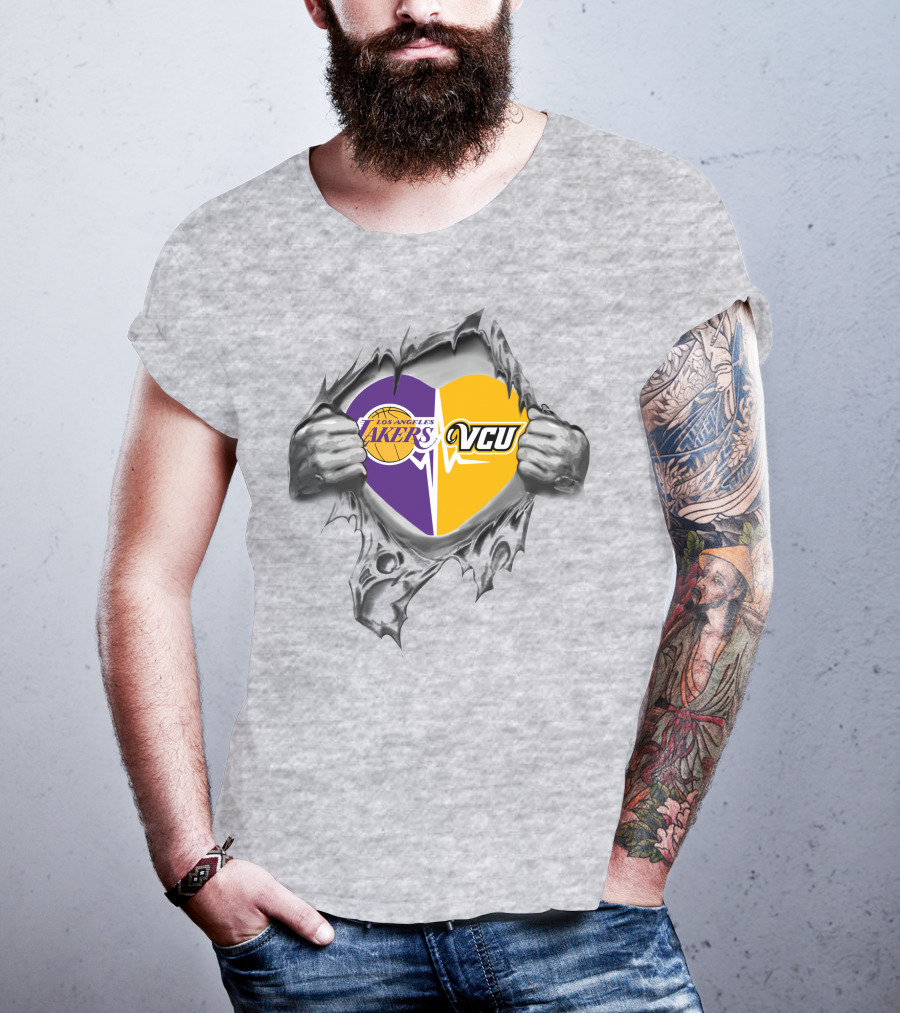 Los Angeles Lakers Vcu Rams Heart Inside My Heart T-Shirt