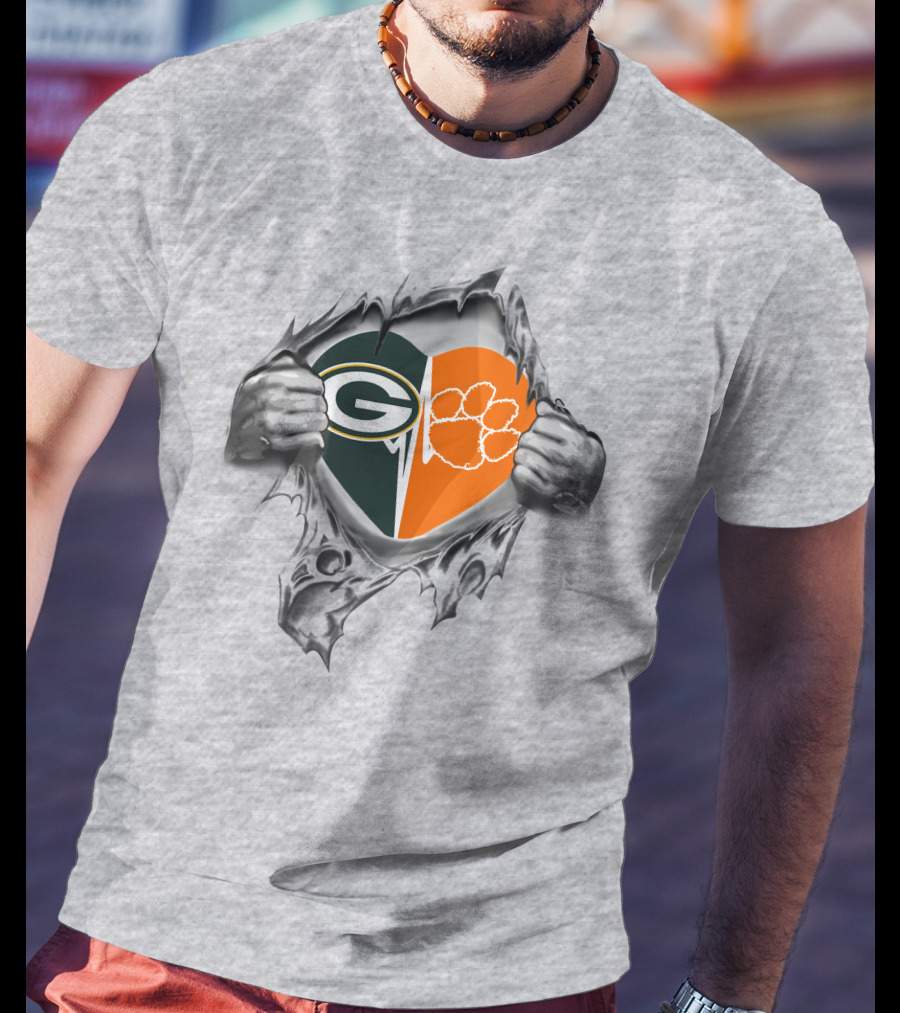 Packers Clemson Tigers Heart Torn Reveal T-Shirt