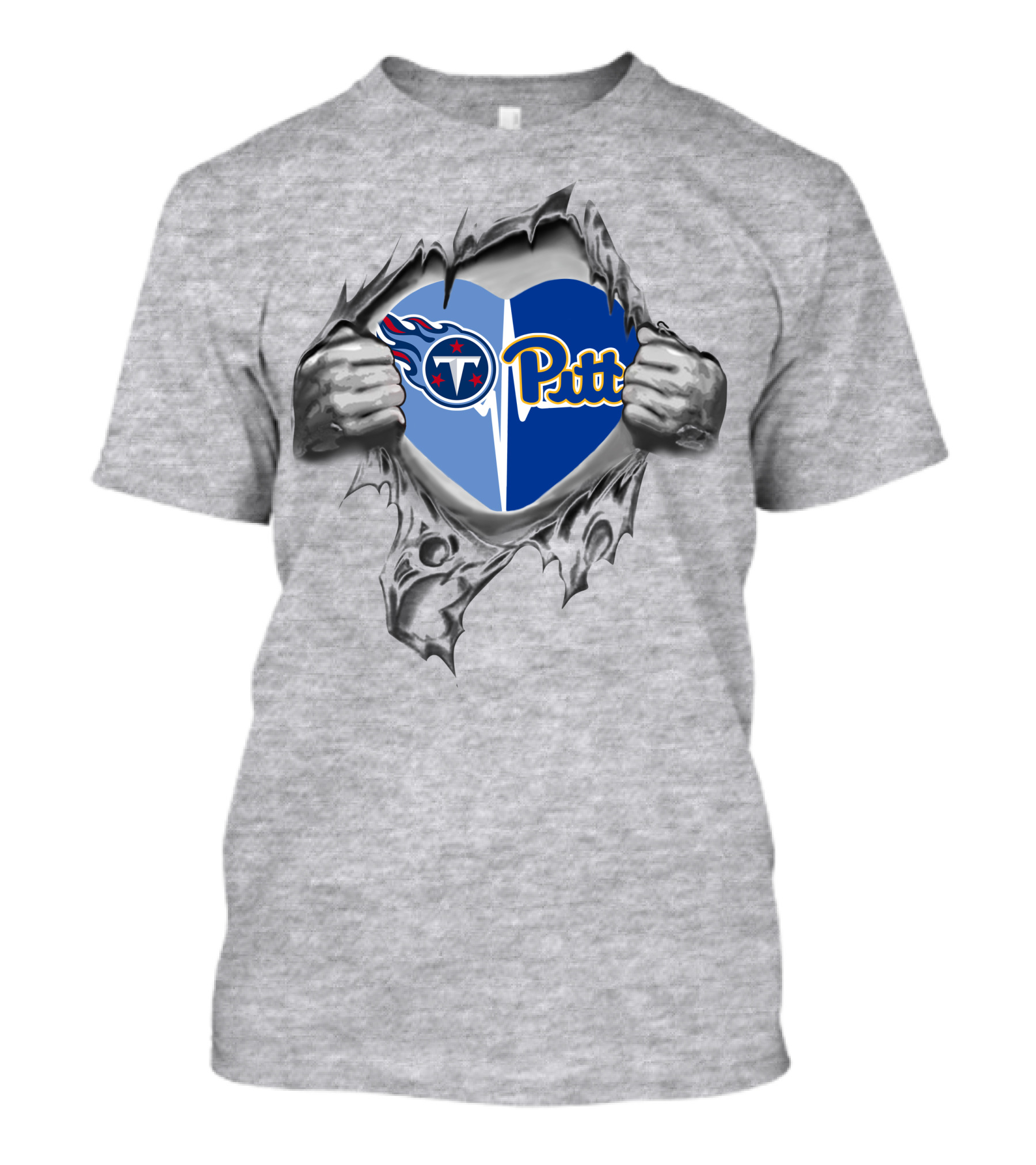 Titans Pitt Panthers Heart Torn T-Shirt