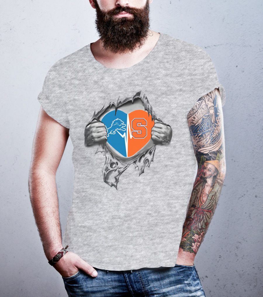 Lions Syracuse Orange Heart Tear T-Shirt