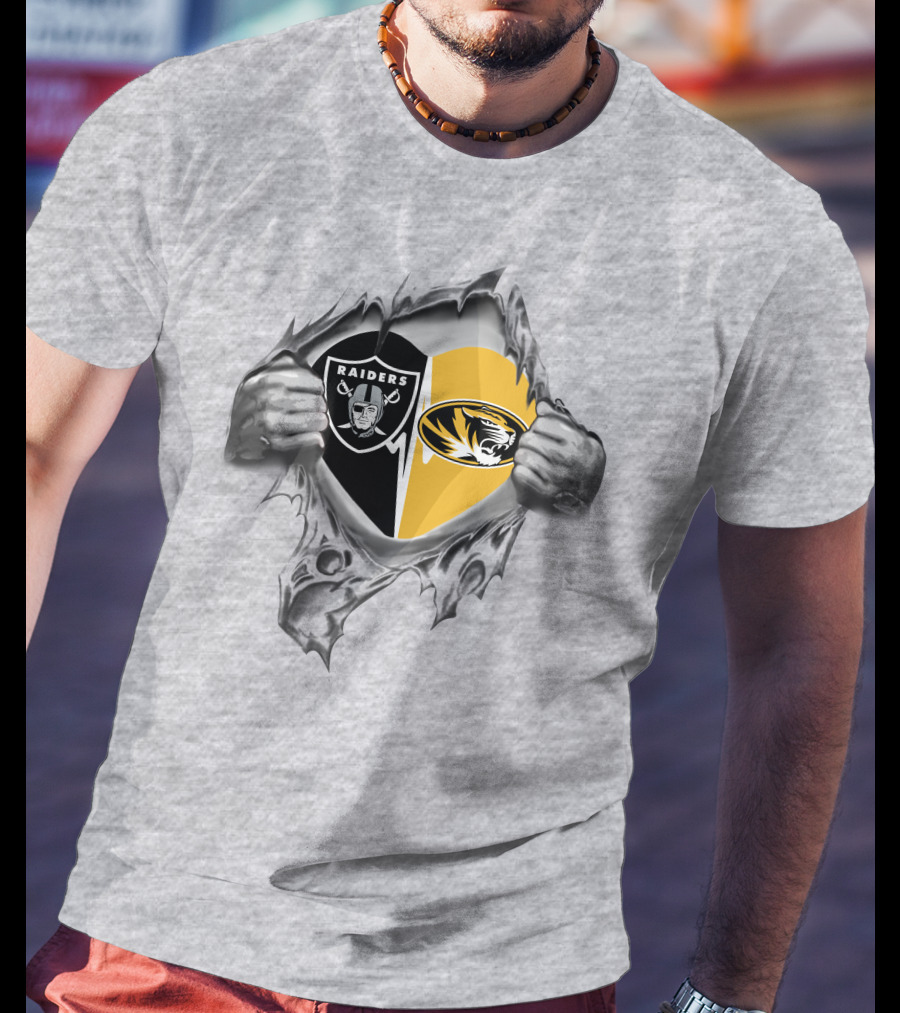 Raiders Missouri Tigers Heart Football Fan Passion T-Shirt