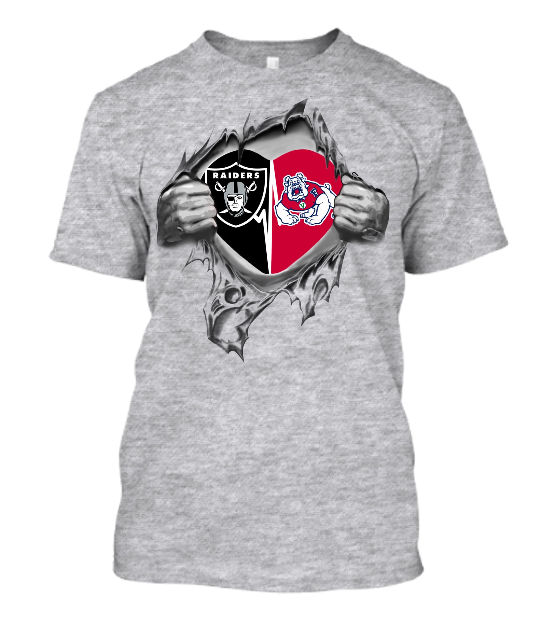 Raiders Fresno State Bulldogs Heart Tearing T-Shirt