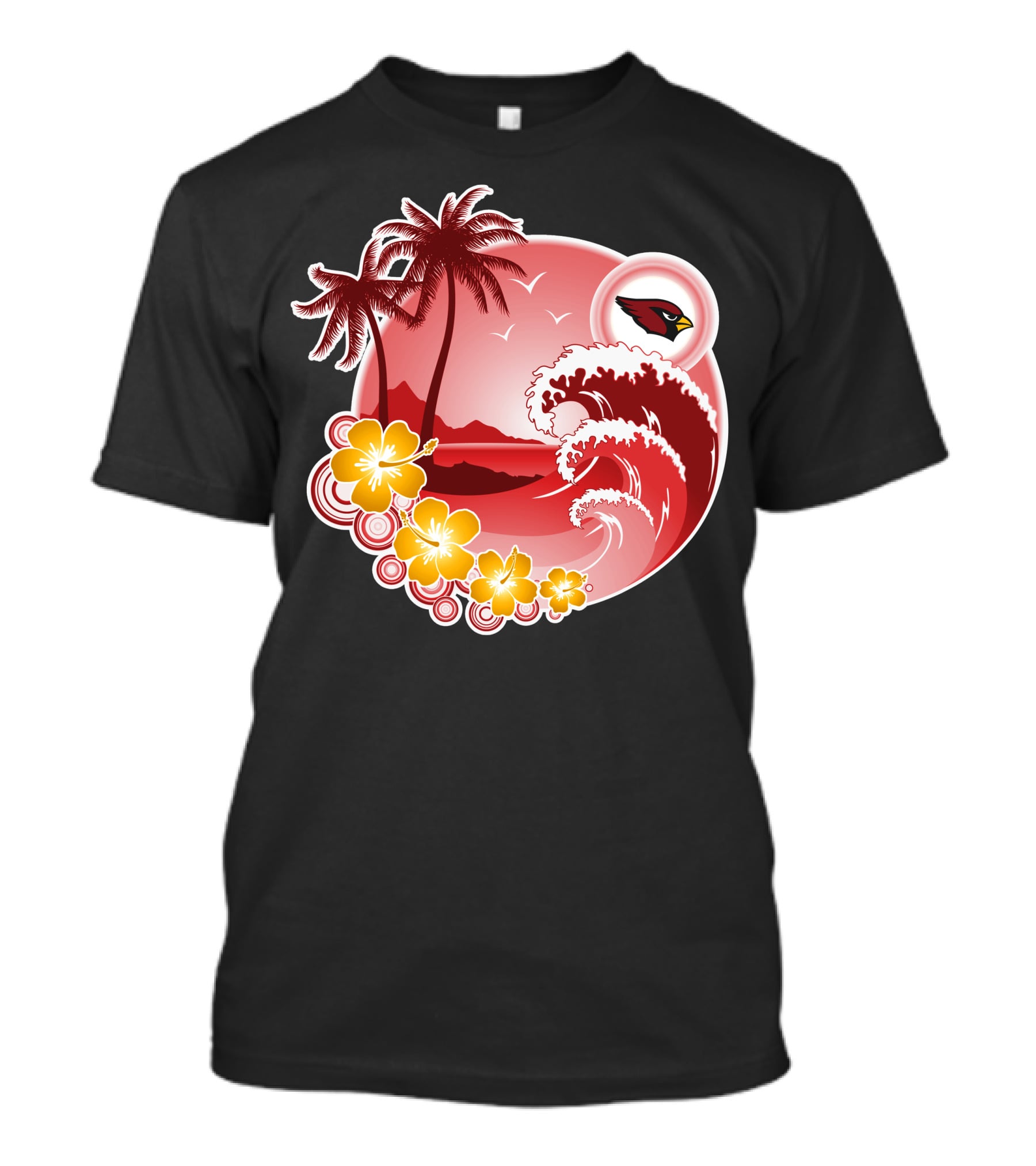 Arizona Cardinals Tropical Holiday Paradise Scene T-Shirt