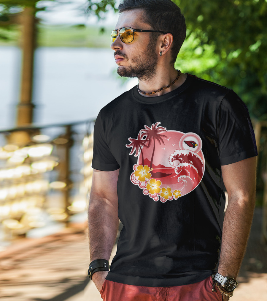 Arizona Cardinals Tropical Holiday Paradise Scene T-Shirt