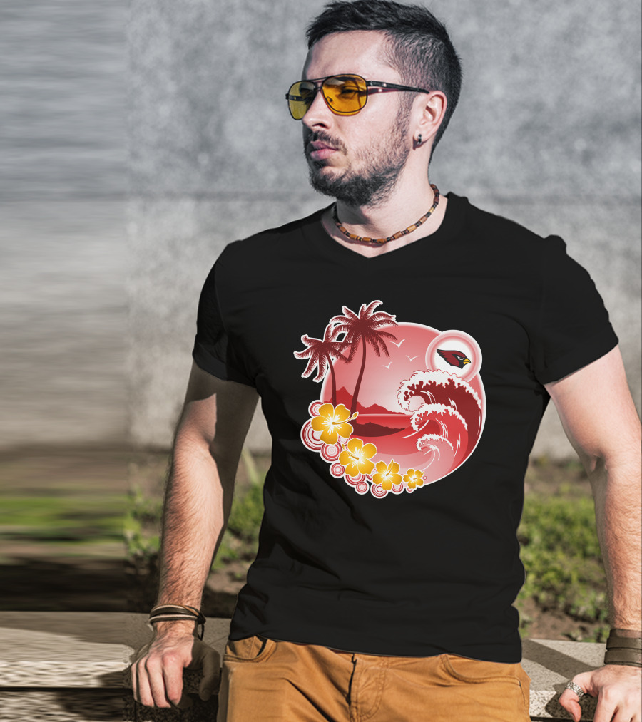 Arizona Cardinals Tropical Holiday Paradise Scene T-Shirt