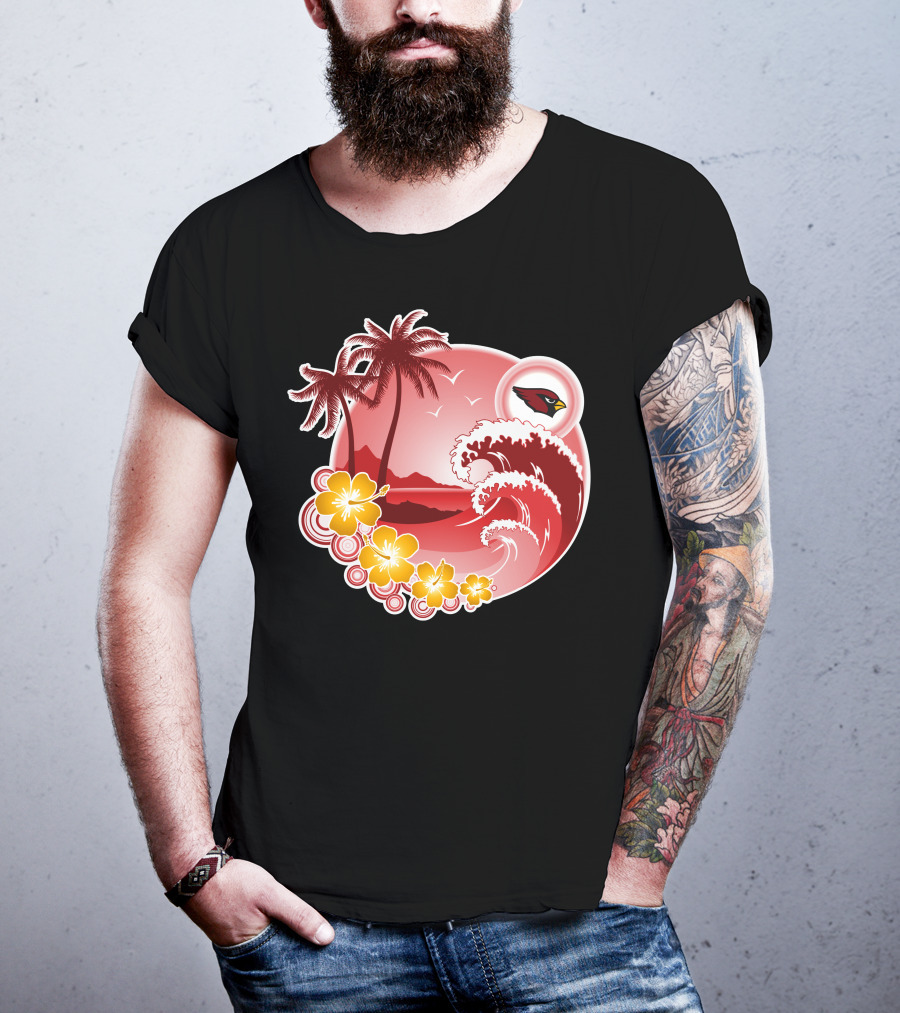 Arizona Cardinals Tropical Holiday Paradise Scene T-Shirt