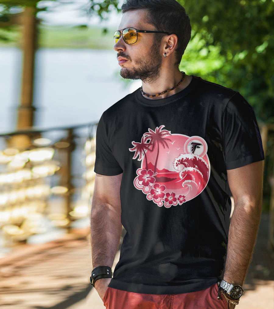 Atlanta Falcons Tropical Holiday Wave Scene T-Shirt