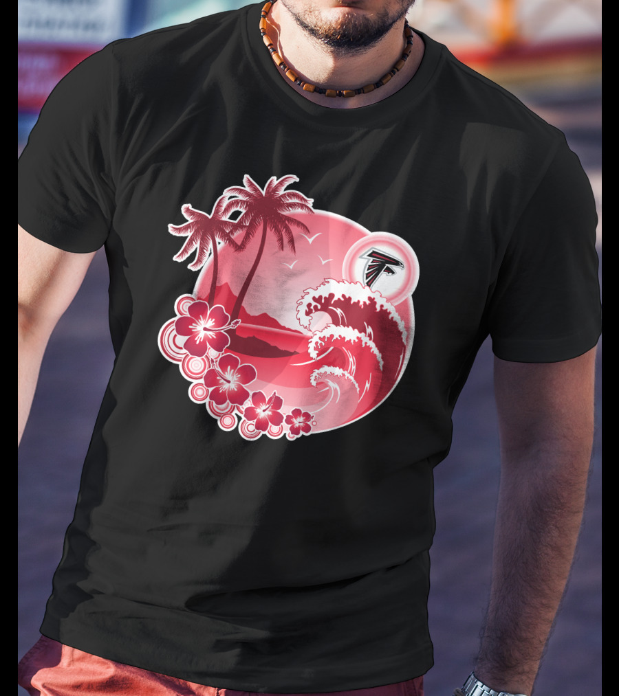 Atlanta Falcons Tropical Holiday Wave Scene T-Shirt