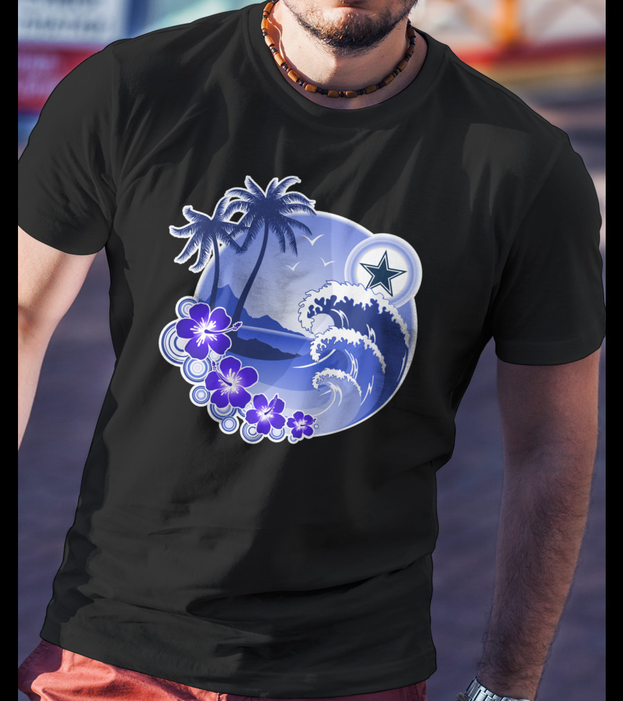 Dallas Cowboys Holiday Tropical Wave Palm Trees & Flowers T-Shirt