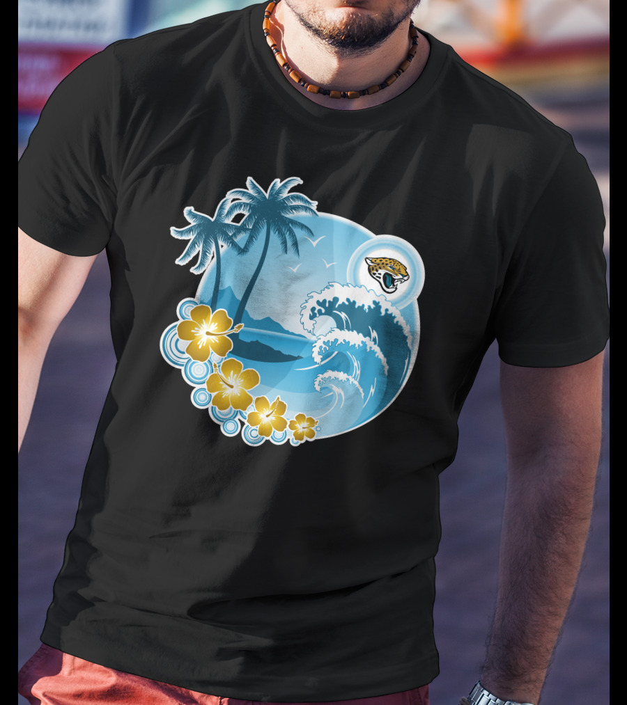 Jacksonville Jaguars Tropical Beach Holiday Wave Scene T-Shirt