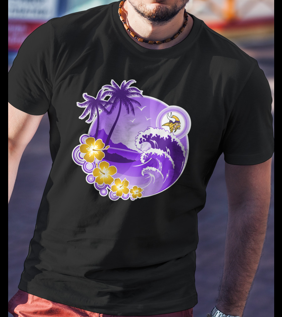Minnesota Vikings Tropical Wave Happy Holidays T-Shirt