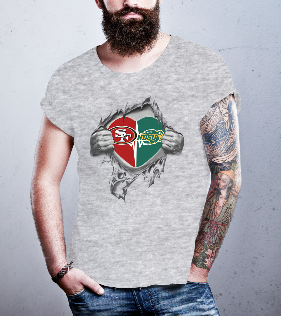 San Francisco 49ers North Dakota State Bison Heart T-Shirt