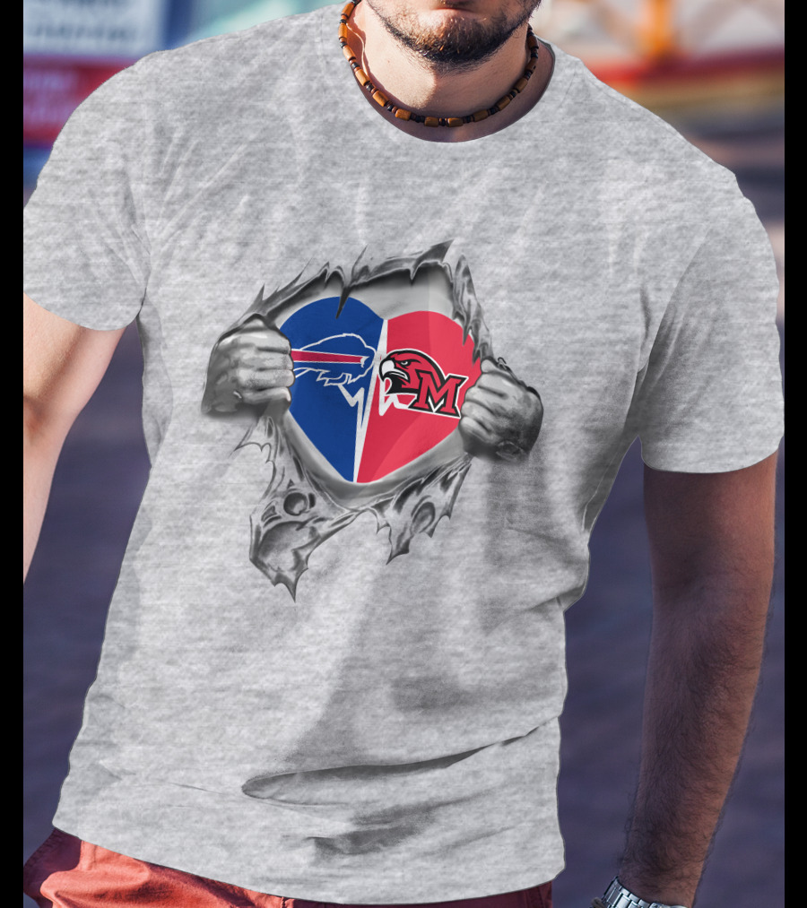 Bills Miami Oh Redhawks Heart Split T-Shirt