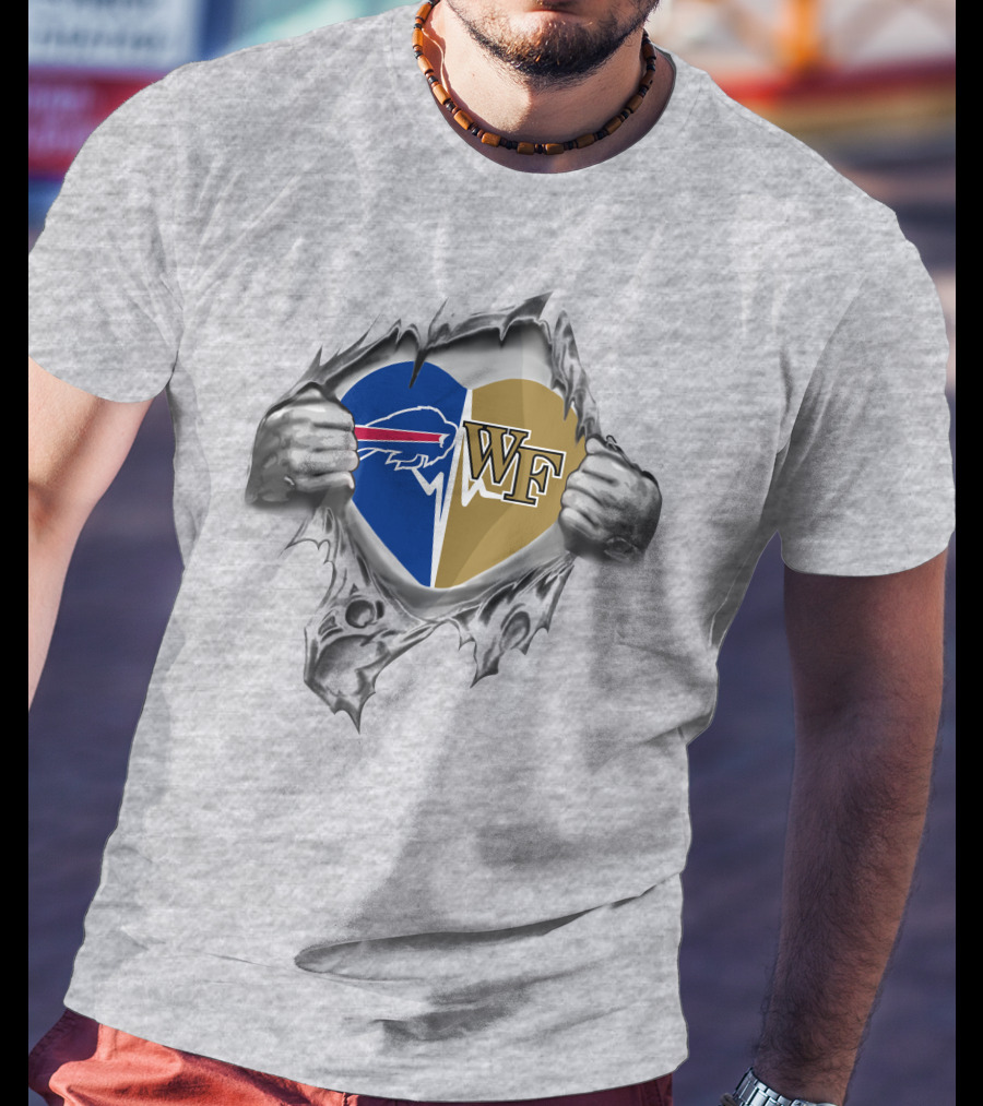 Buffalo Bills Wake Forest Heart Torn T-Shirt