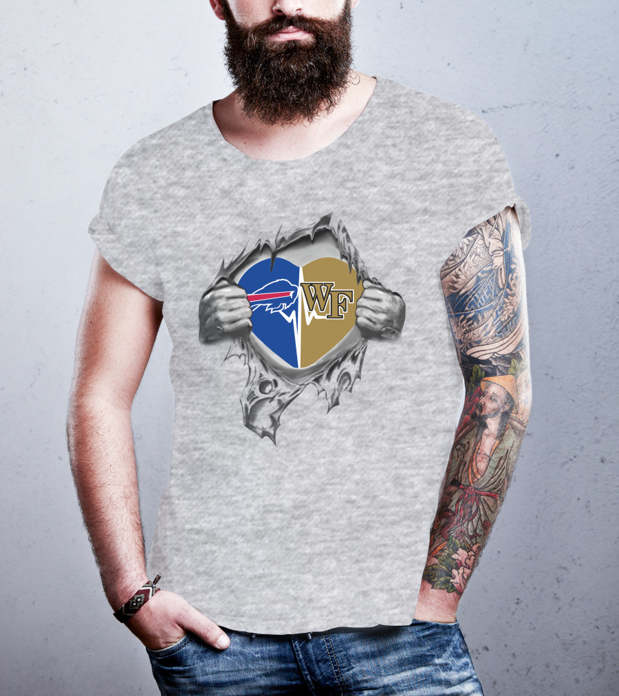 Buffalo Bills Wake Forest Heart Torn T-Shirt
