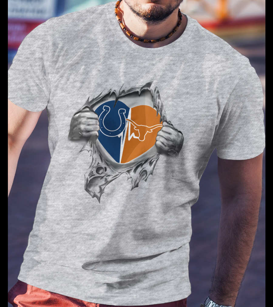 Colts Longhorns Heart Split T-Shirt