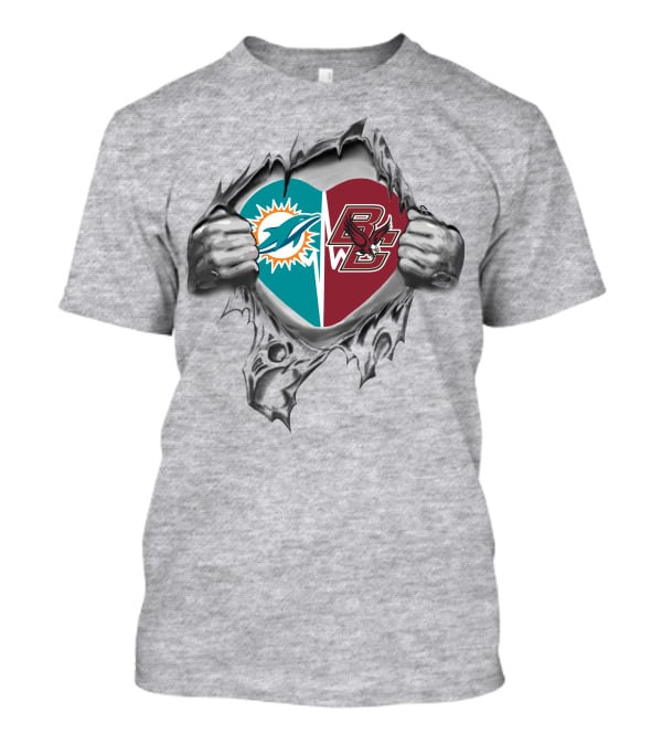 Miami Dolphins Boston College Eagles Heart T-Shirt