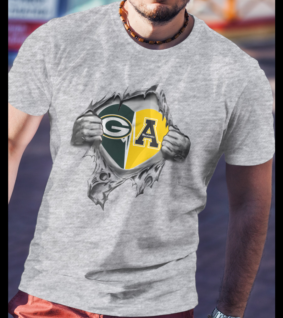 Packers Heart Appalachian State Mountaineers Green Bay Fan Spirit T-Shirt