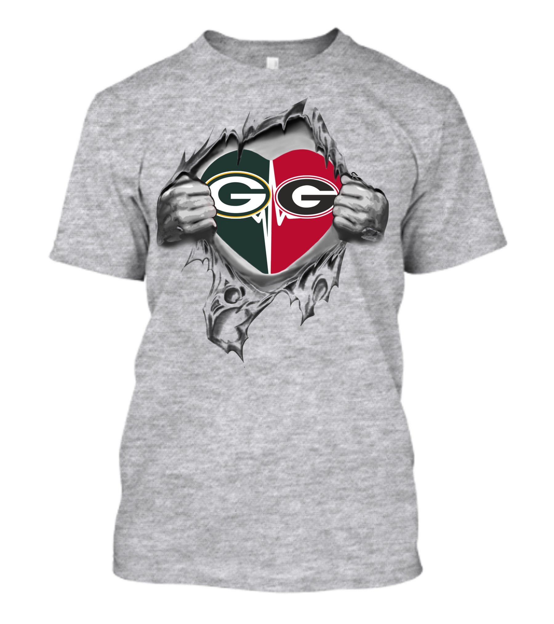 Packers Georgia Bulldogs Heart Symbols Dynamic Dual T-Shirt