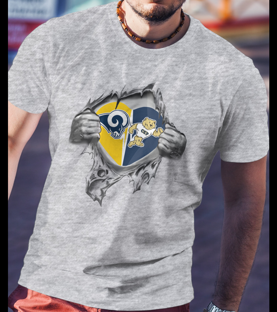 Rams Concordia University St Paul Csp Heart Symbol With Hands Pulling Open Fabric T-Shirt