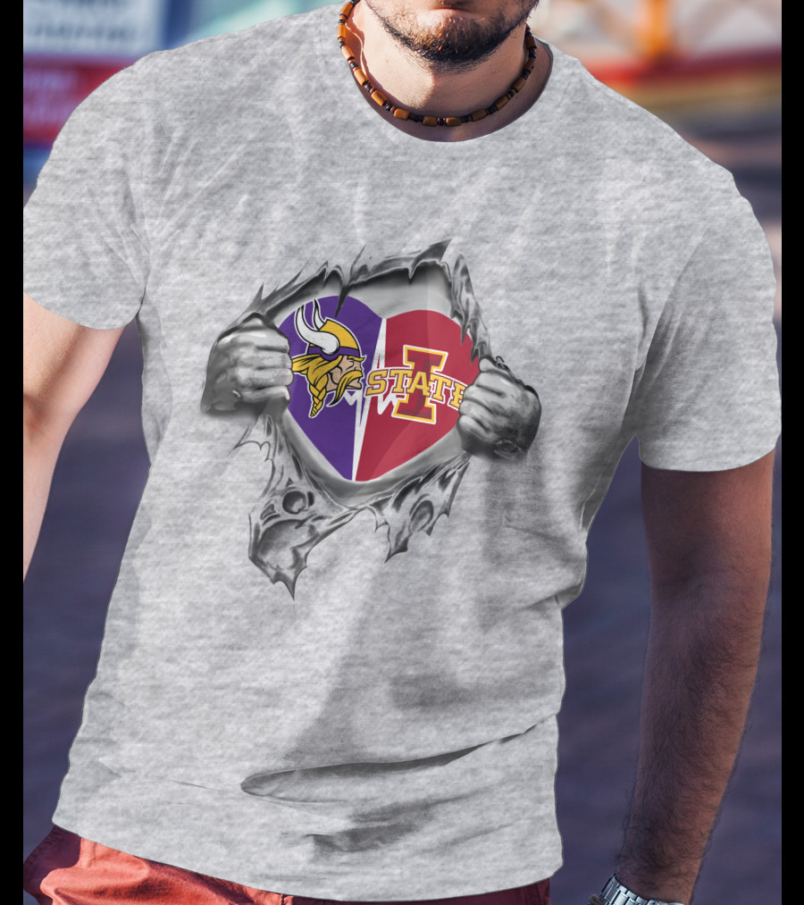 Vikings Iowa State Cyclones Heart Pride T-Shirt