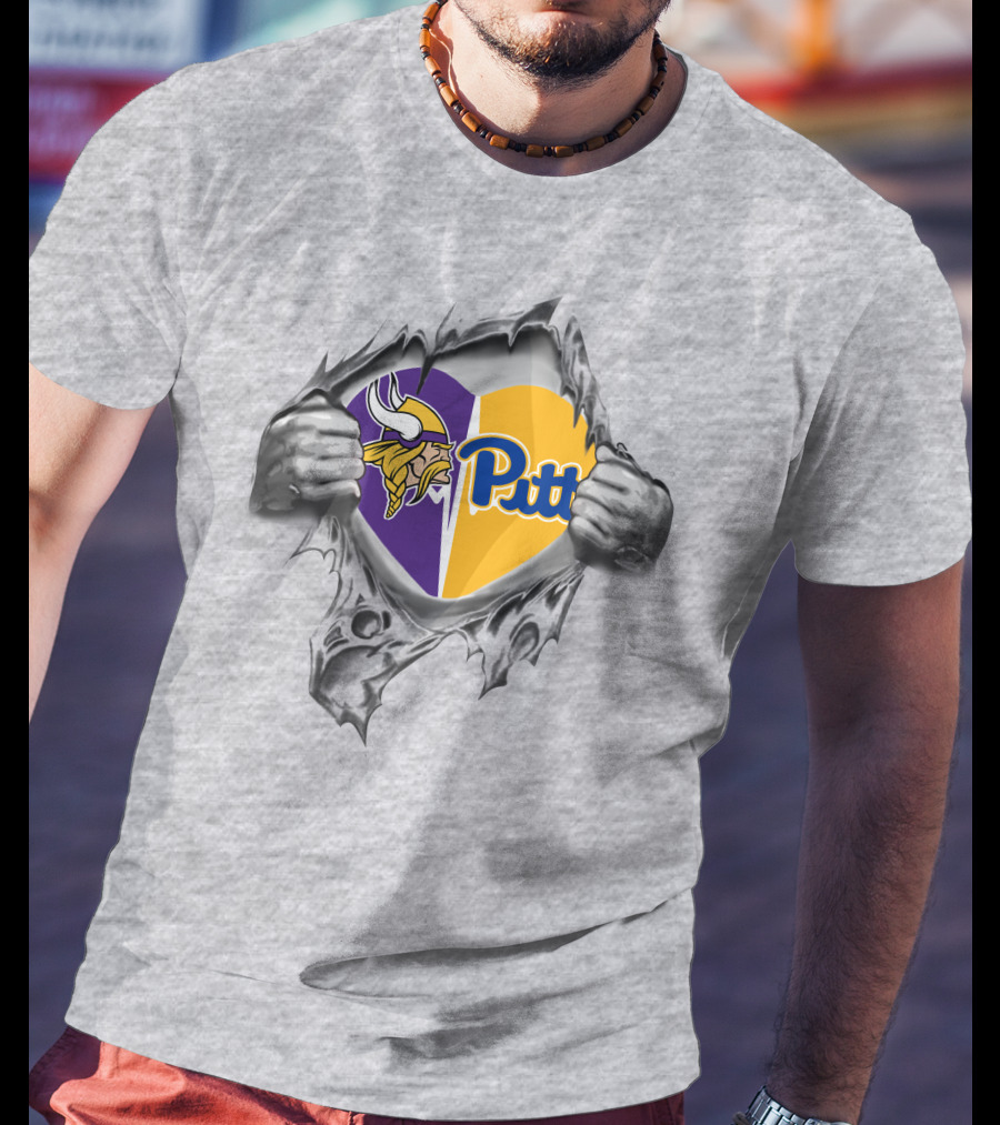 Vikings Panthers Pitt Heart T-Shirt