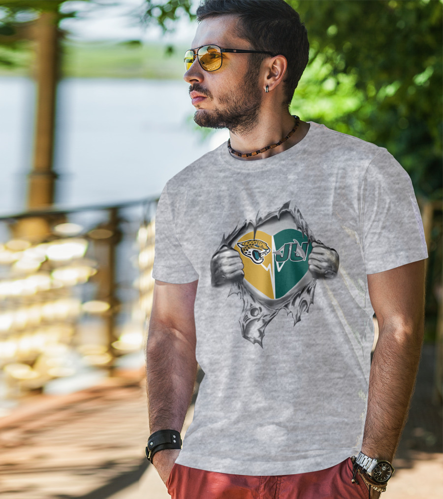 Jaguars Jacksonville Dolphins It's In My Heart Usa Football Basketball Fan Pride T-Shirt
