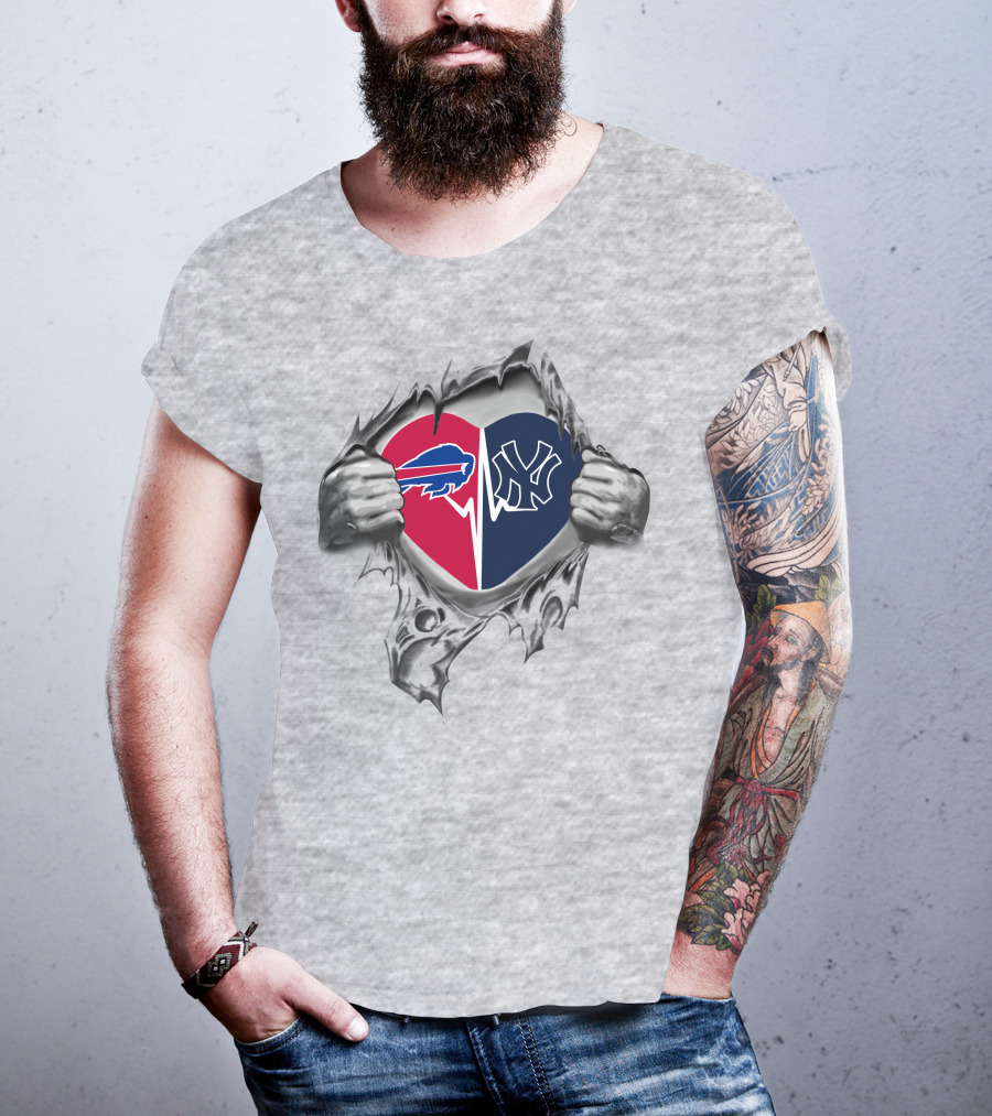 Buffalo Bills And New York Yankees Heart Fan Passion T-Shirt