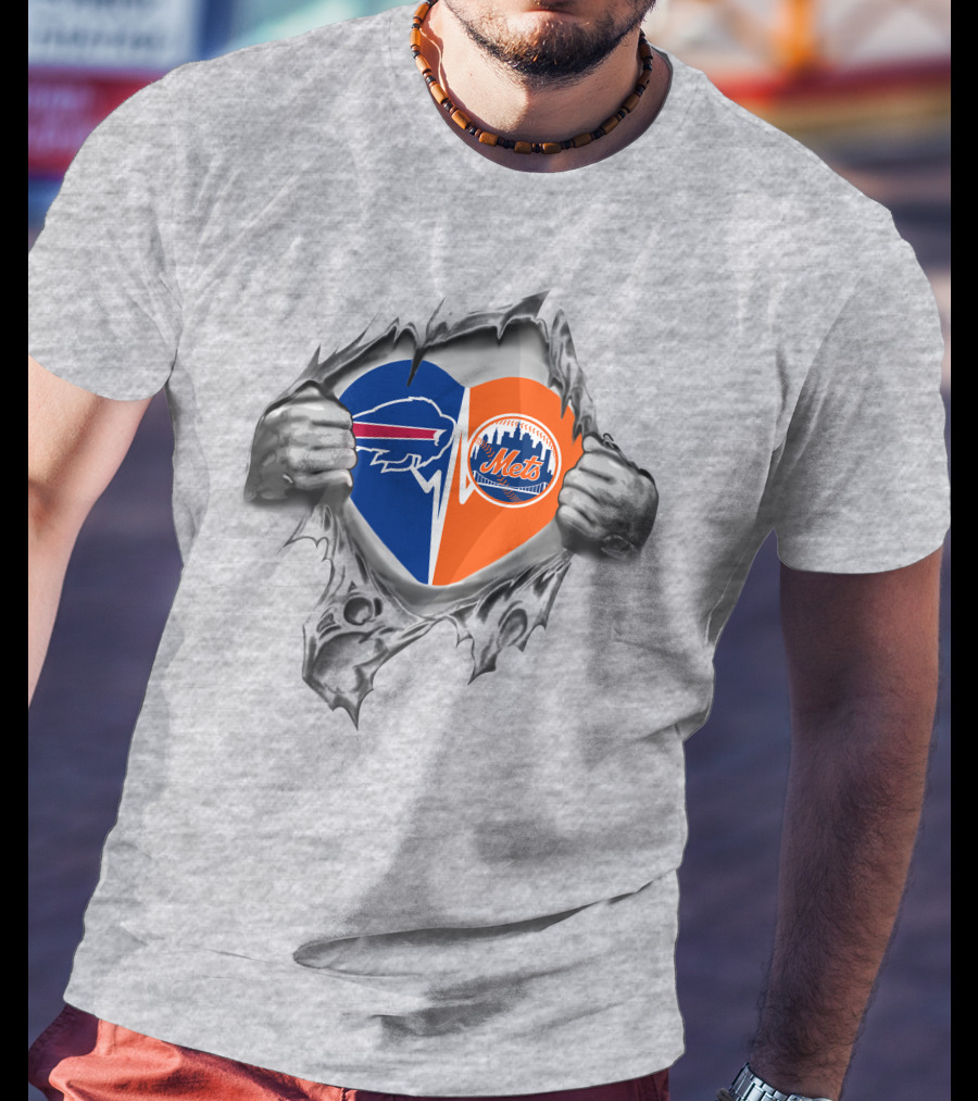 Buffalo Bills New York Mets Heart T-Shirt