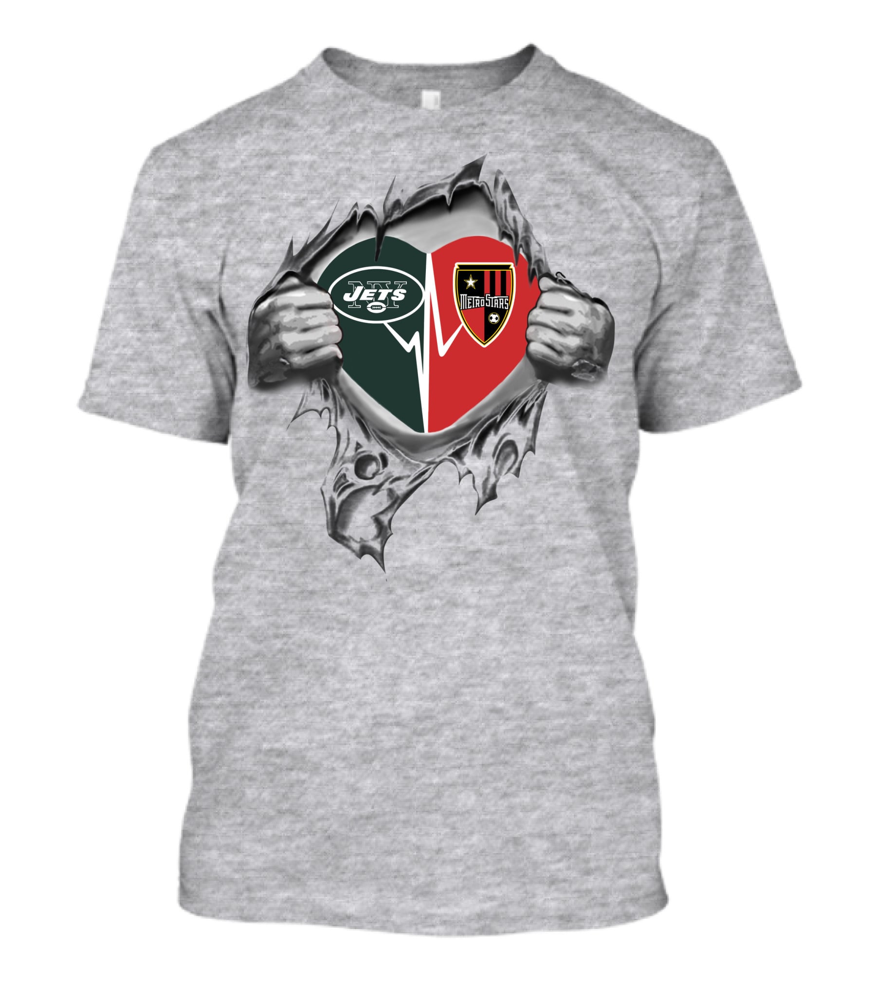 Jets Metrostars Heart Logo With Torn Fabric T-Shirt