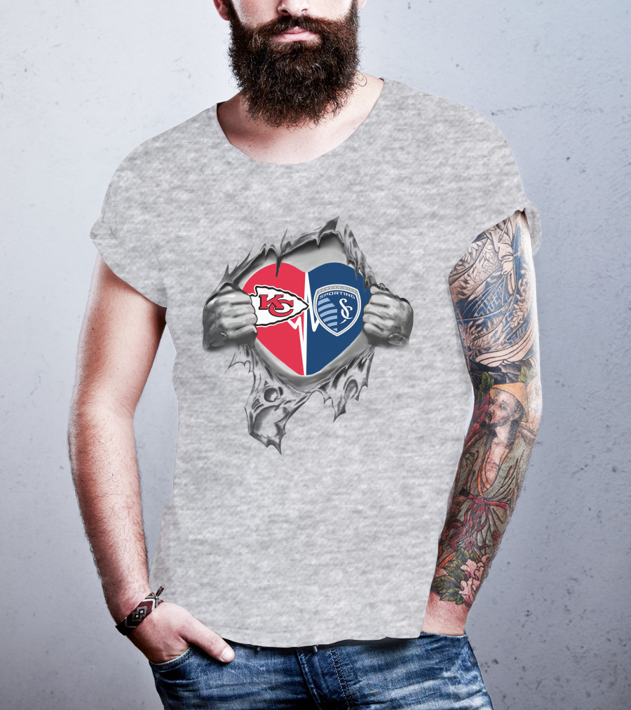 Kansas City Chiefs And Sporting Kansas City Heart T-Shirt