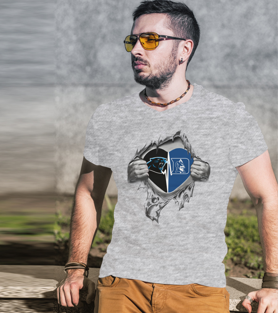 Panthers Duke Blue Devils It's In My Heart Football Basketball Fan Pride T-Shirt
