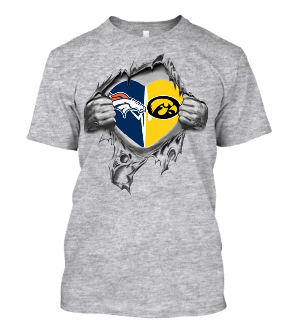 Broncos Iowa Hawkeyes Heart T-Shirt