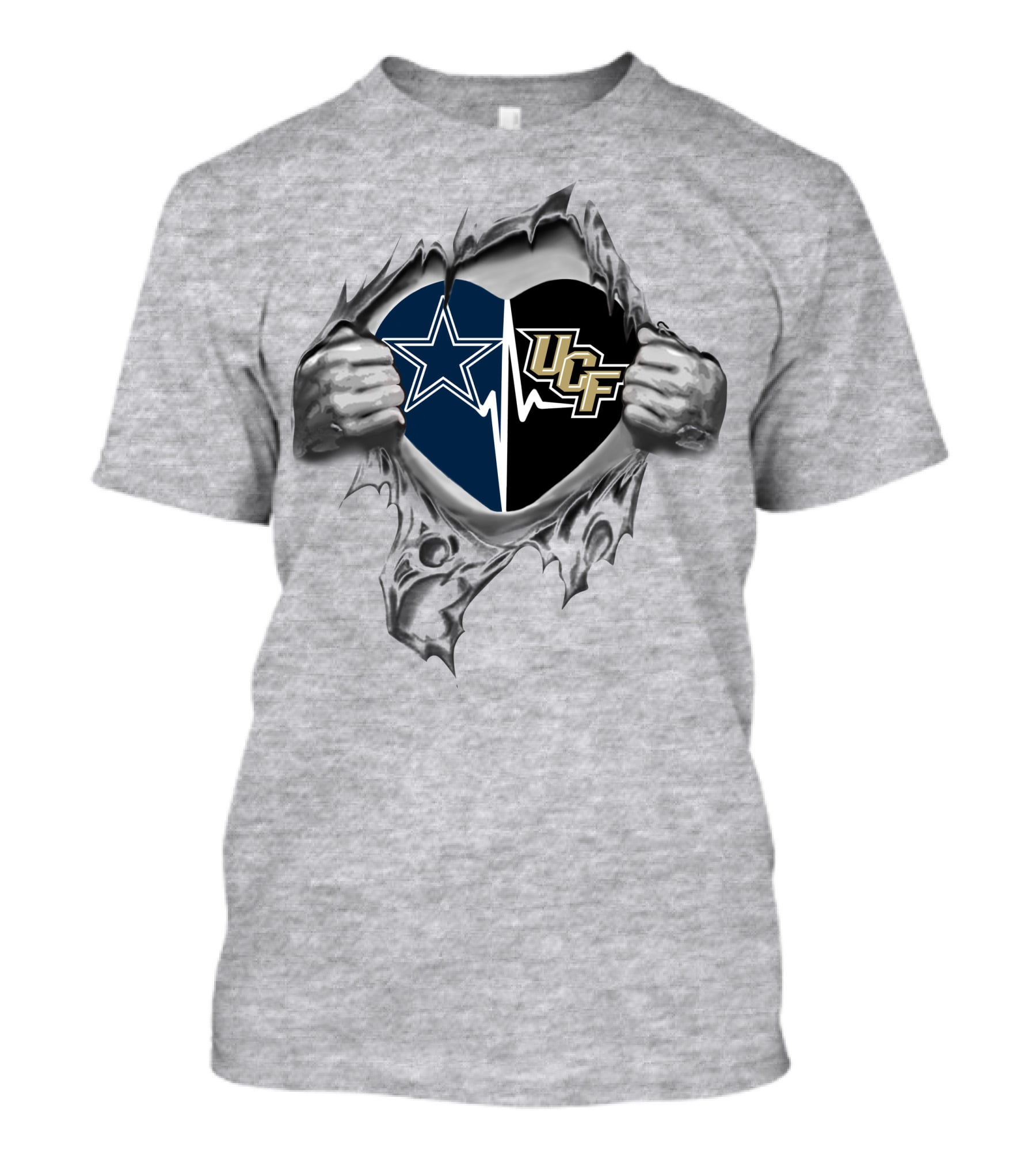 Cowboys Star Ucf Knights Heartbeat Symbol Unity T-Shirt
