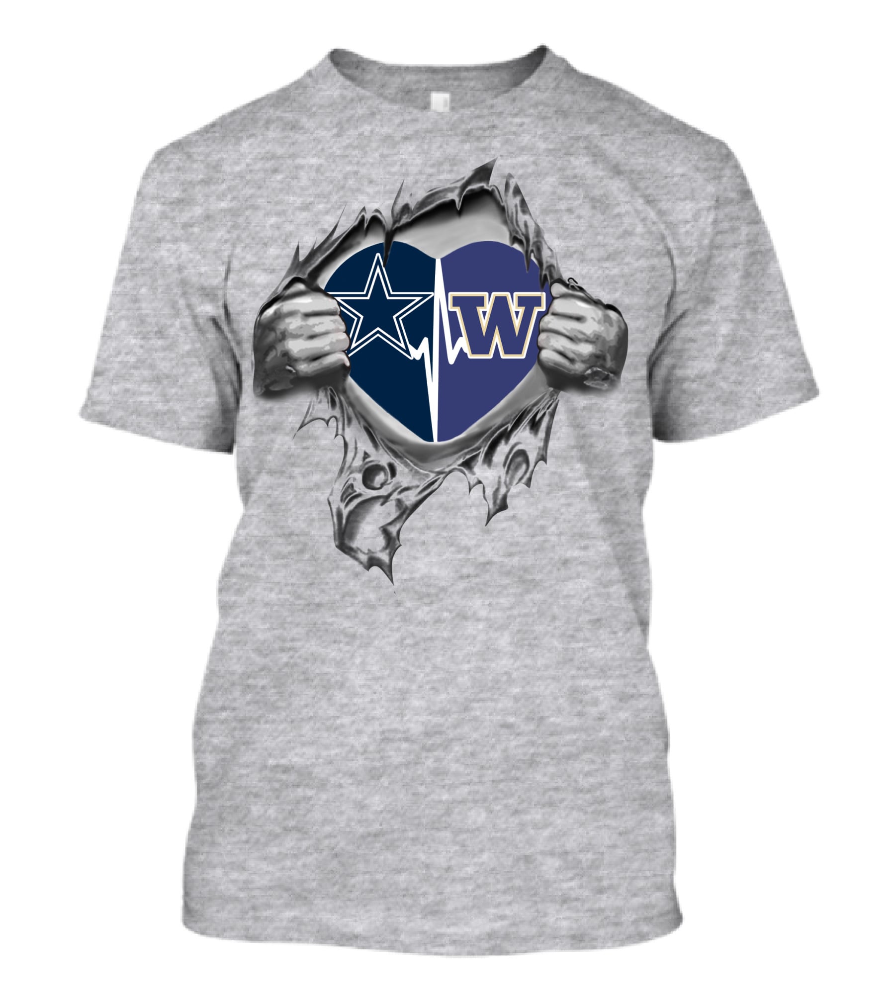 Cowboys Washington Huskies Heart Star And W T-Shirt