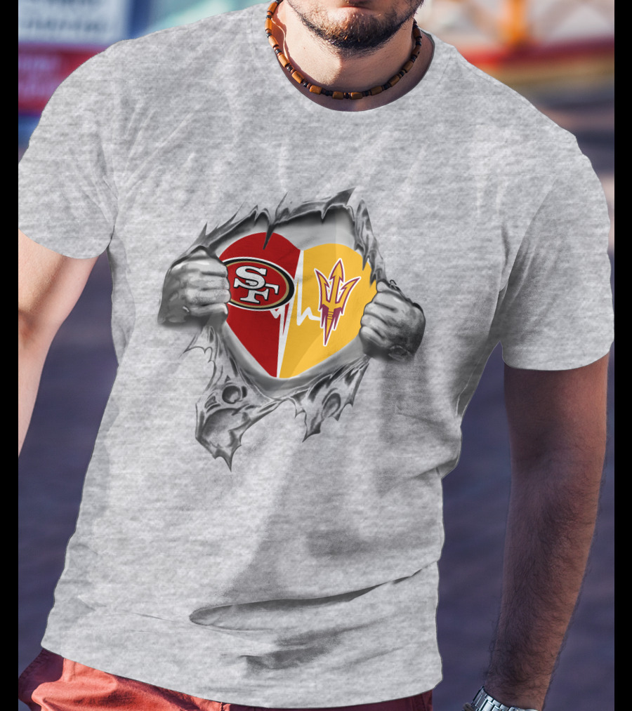 San Francisco 49ers Arizona State Sun Devils Heartbeat Passion T-Shirt