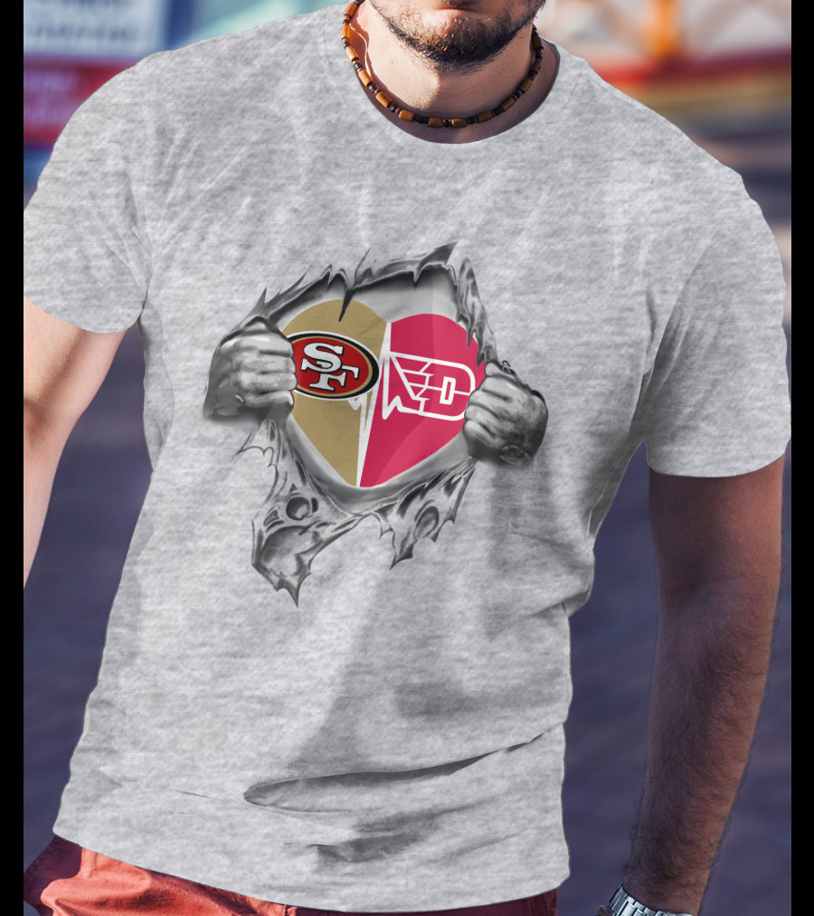 49ers Dayton Flyers Heart Logo Combination T-Shirt