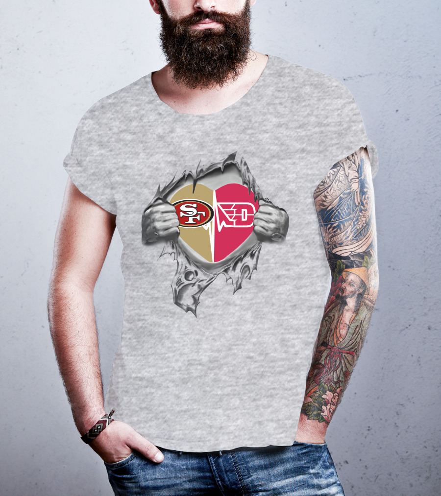49ers Dayton Flyers Heart Logo Combination T-Shirt