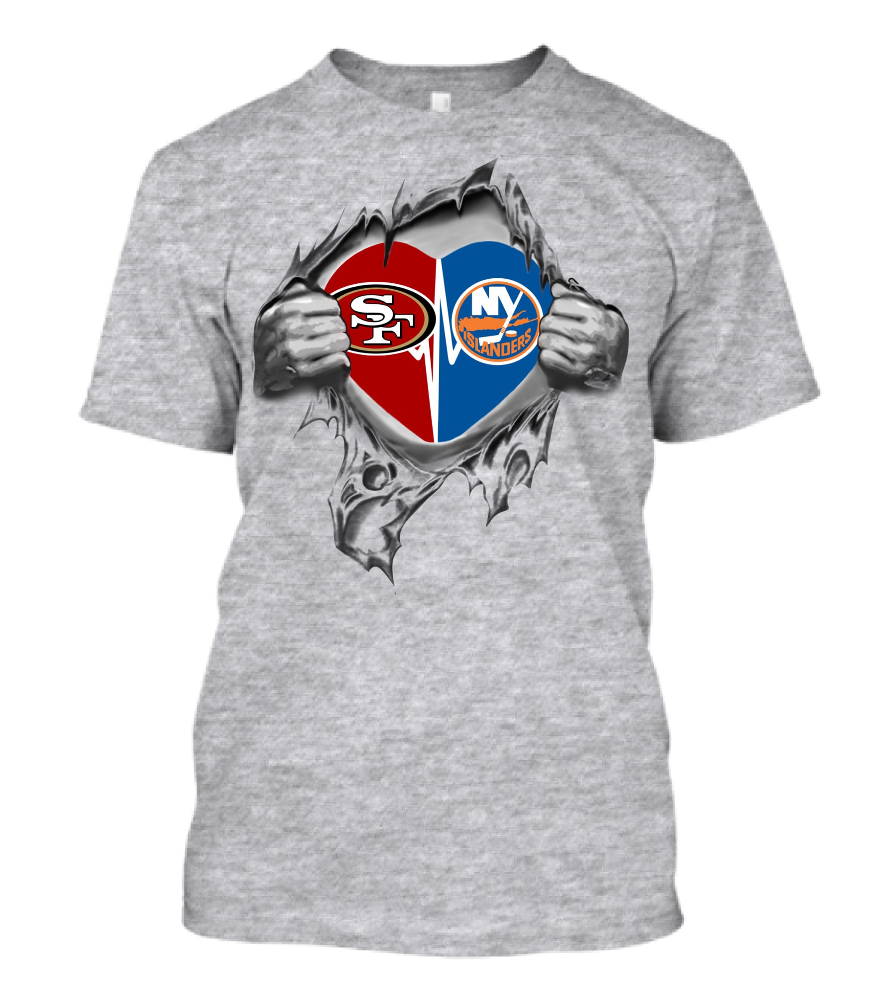 49ers New York Islanders Heart Dual Team Loyalty T-Shirt