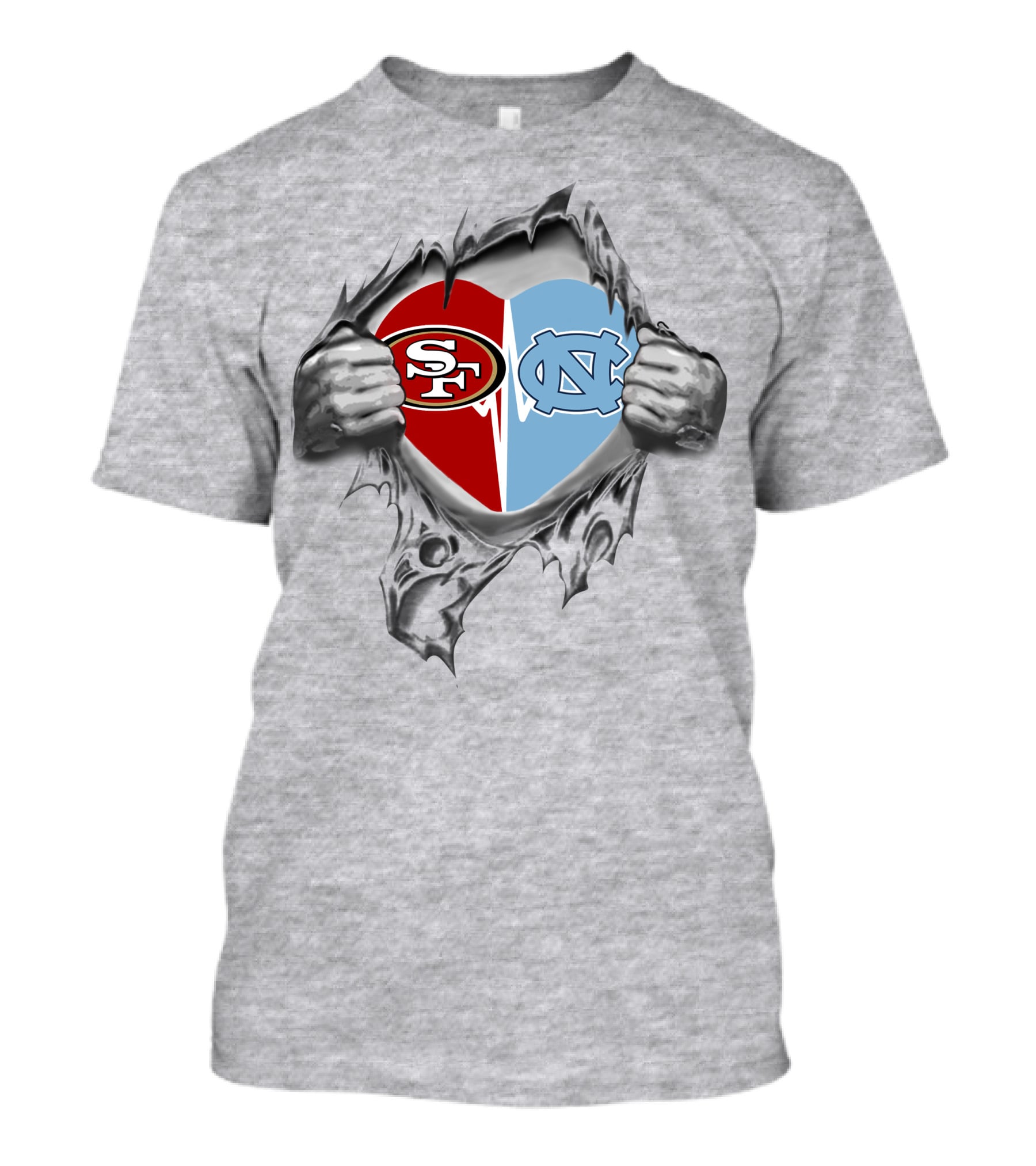 49ers San Francisco North Carolina Tar Heels Heart Symbol T-Shirt