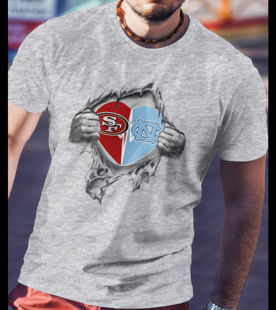 49ers San Francisco North Carolina Tar Heels Heart Symbol T-Shirt