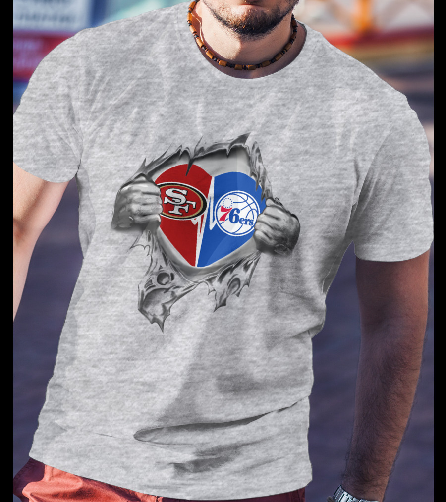 49ers 76ers Heart Showcasing Loyalty T-Shirt