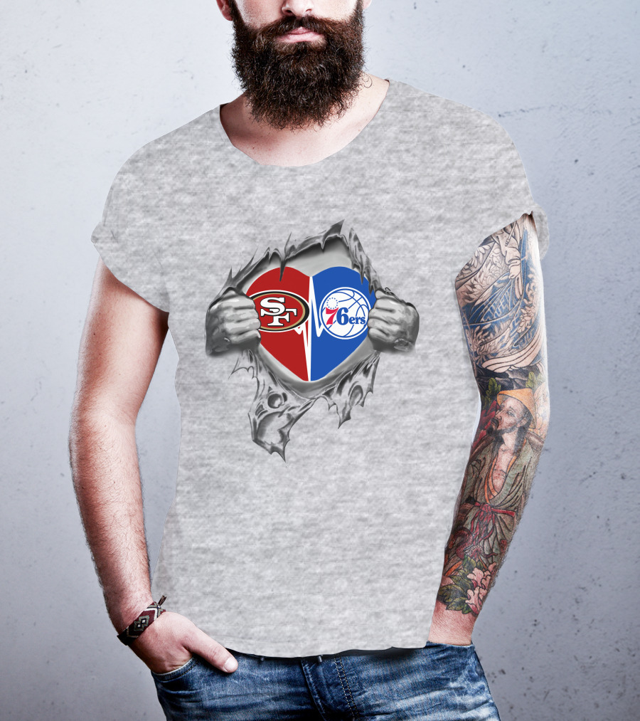 49ers 76ers Heart Showcasing Loyalty T-Shirt