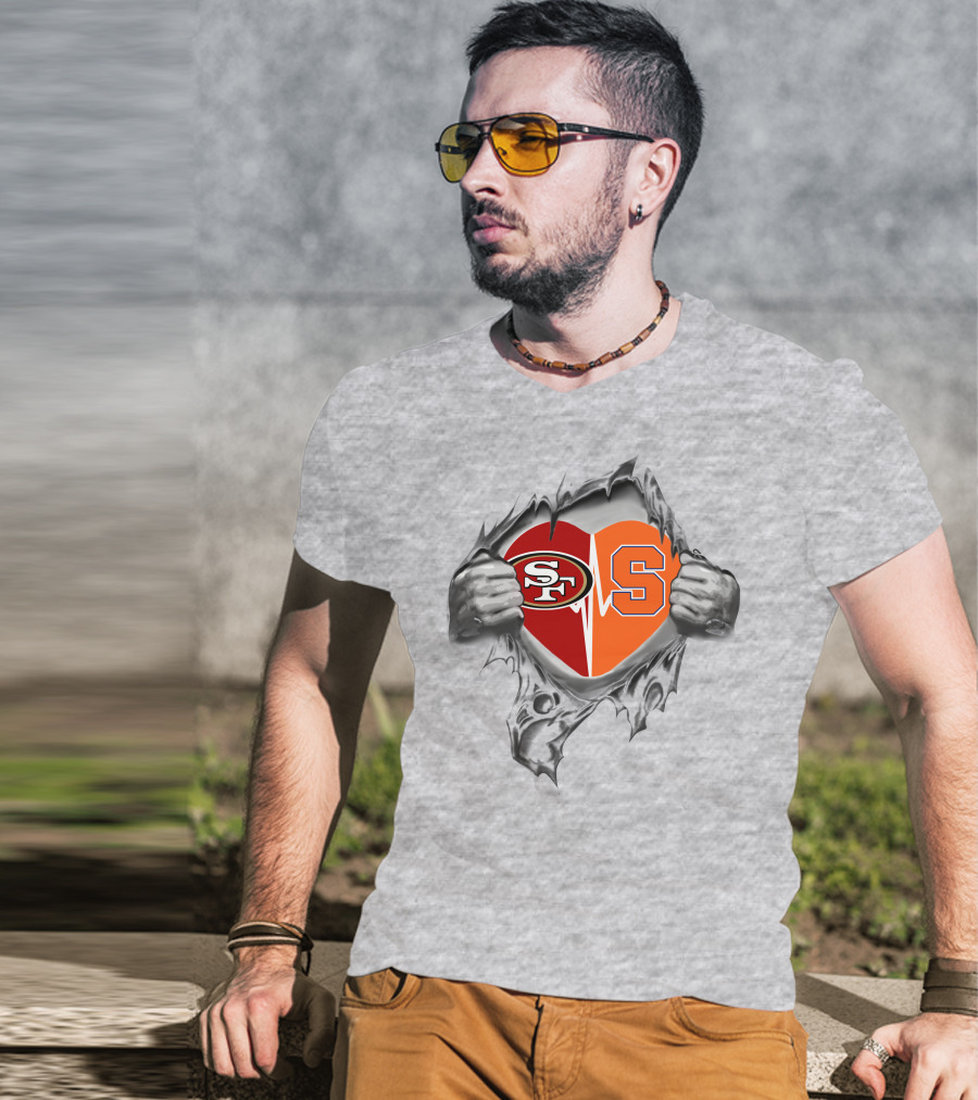 49ers Sf Syracuse Orange Heart Tear T-Shirt